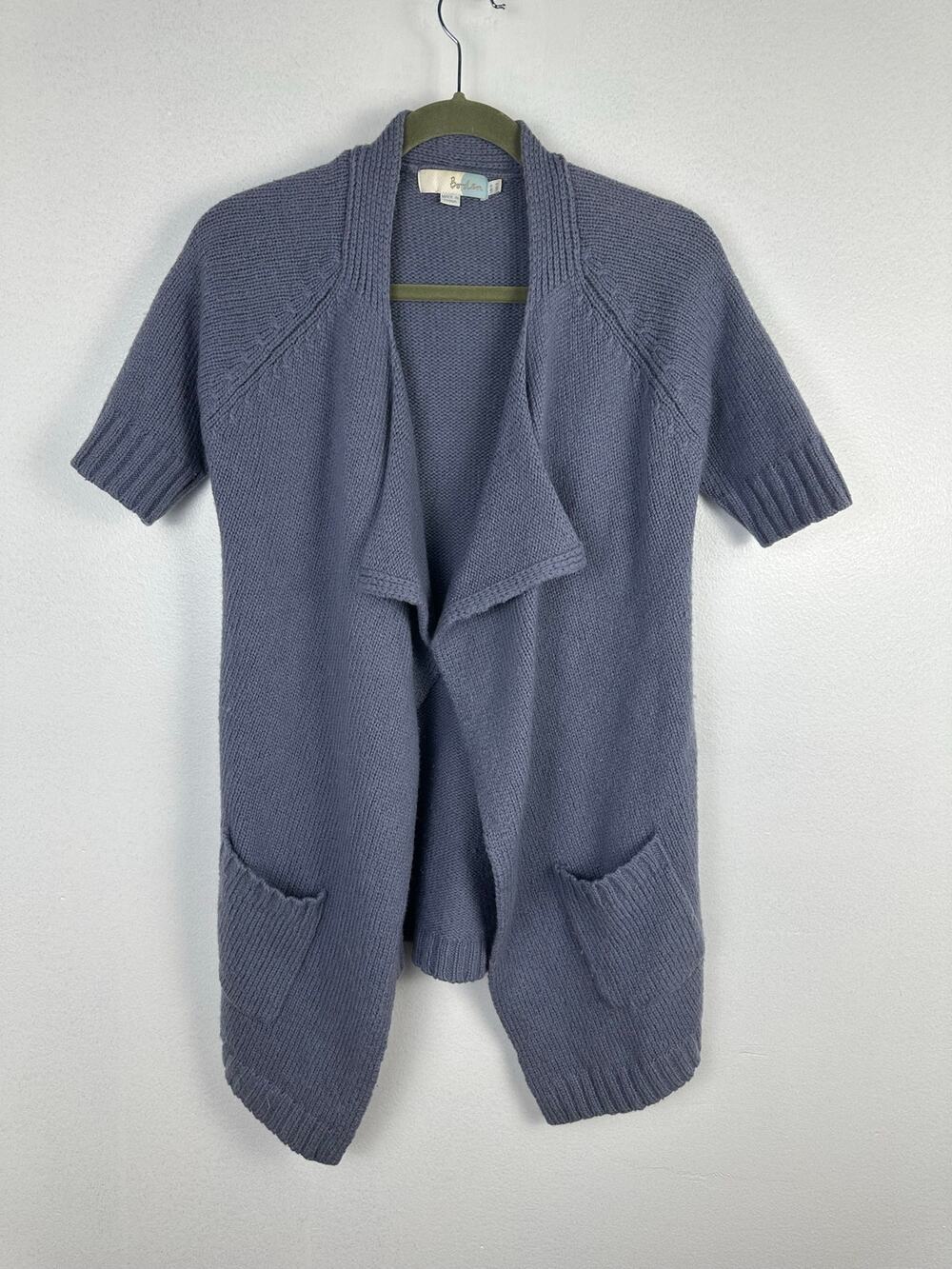 Boden Women's Steel Blue Wool Alpaca Blend Short Sleeve longline sweater Size 2